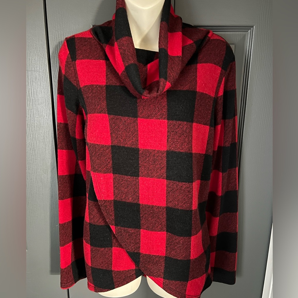 27- White Birch plaid cowl neck sweater